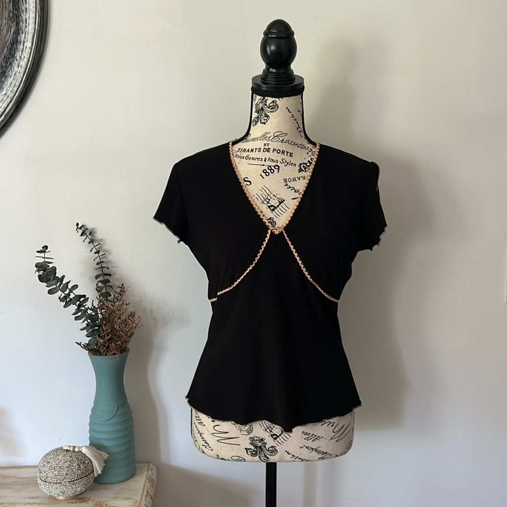 Kiwi Y2K Black Flutter Sleeve Top Women's size M/L
